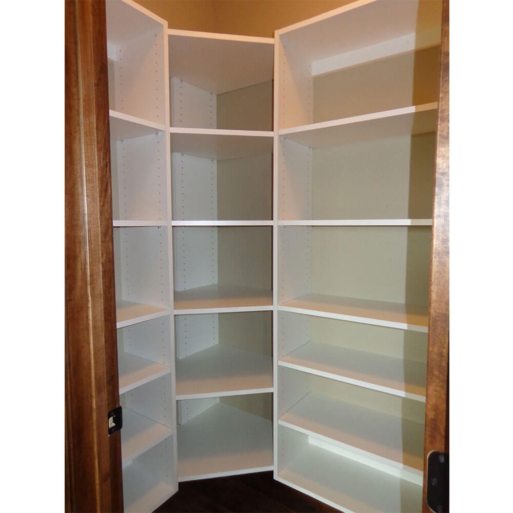 White shelves in a pantry area
